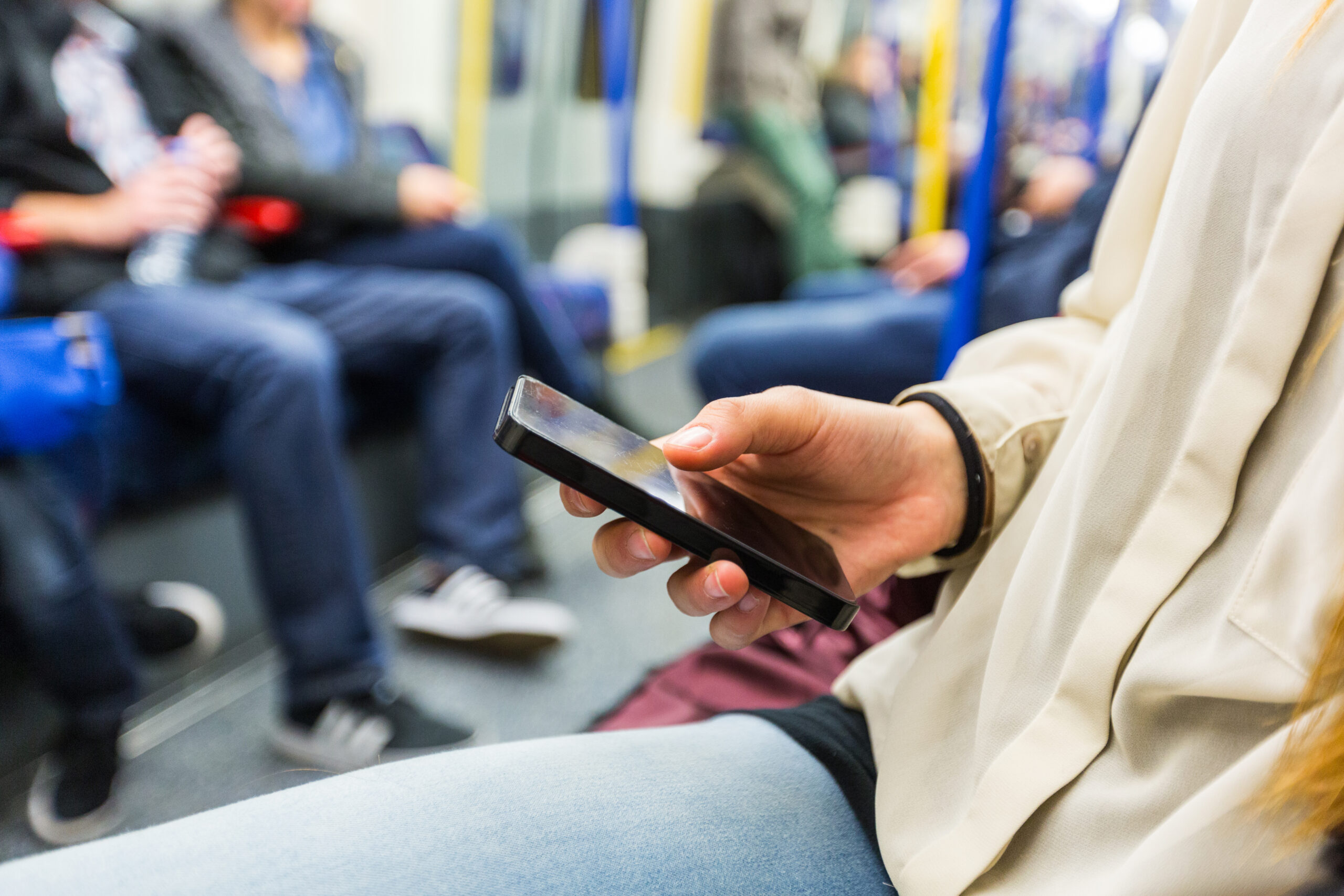Mobile phone user on Tube