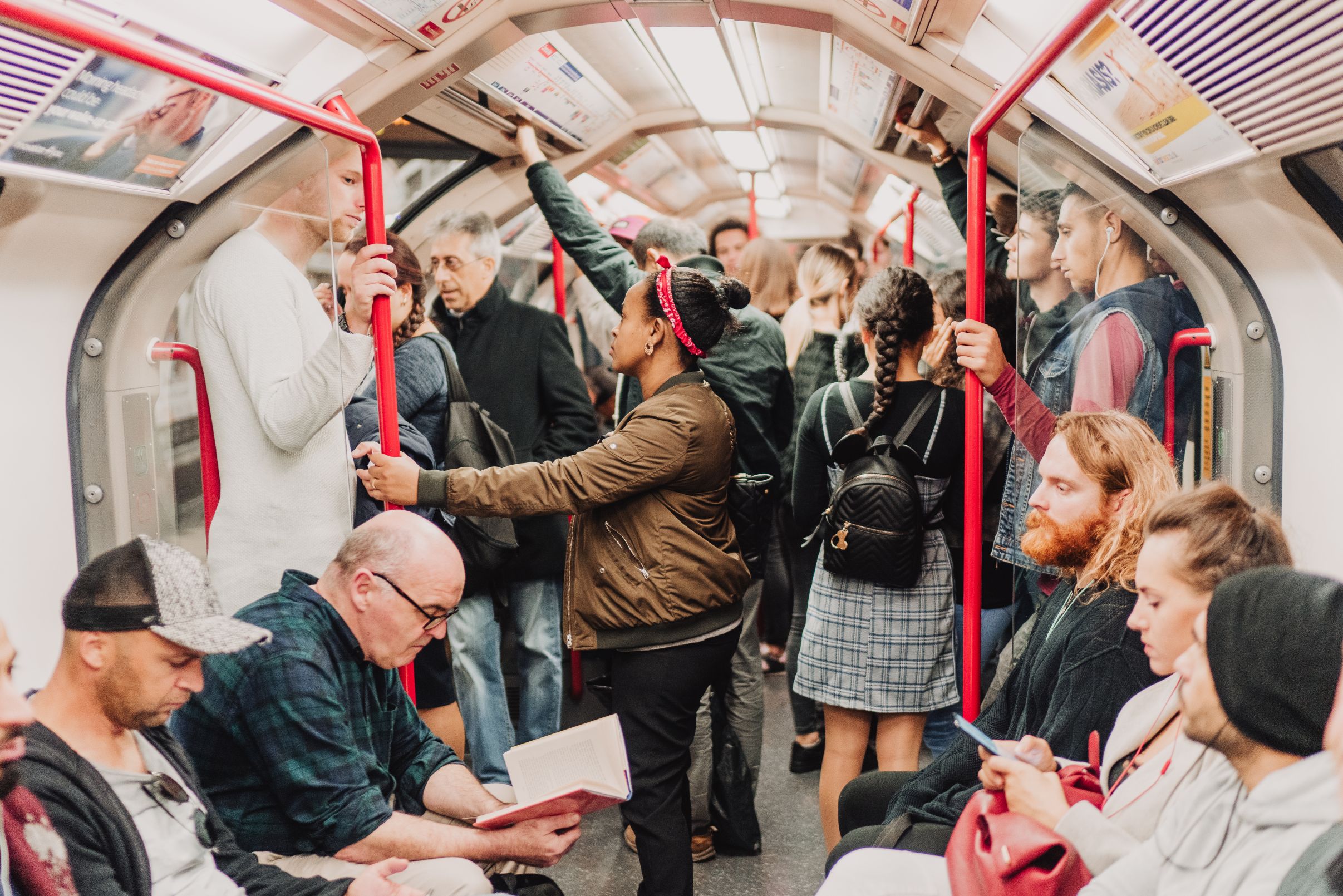 Busy tube carriage on the Central line